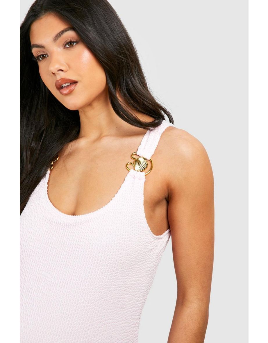 Maternity Crinkle O Ring Scoop Neck Swimsuit - baby pink - 3