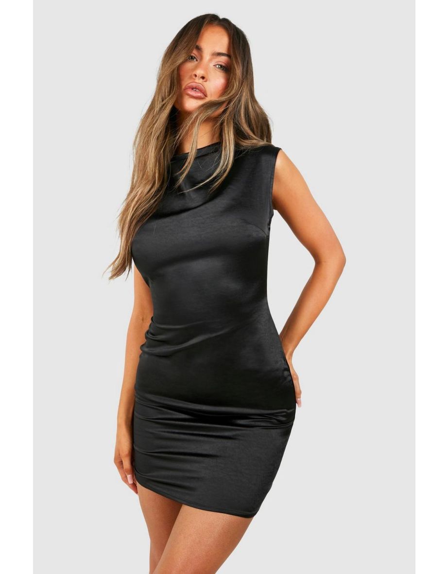 High neck satin mini dress best sale