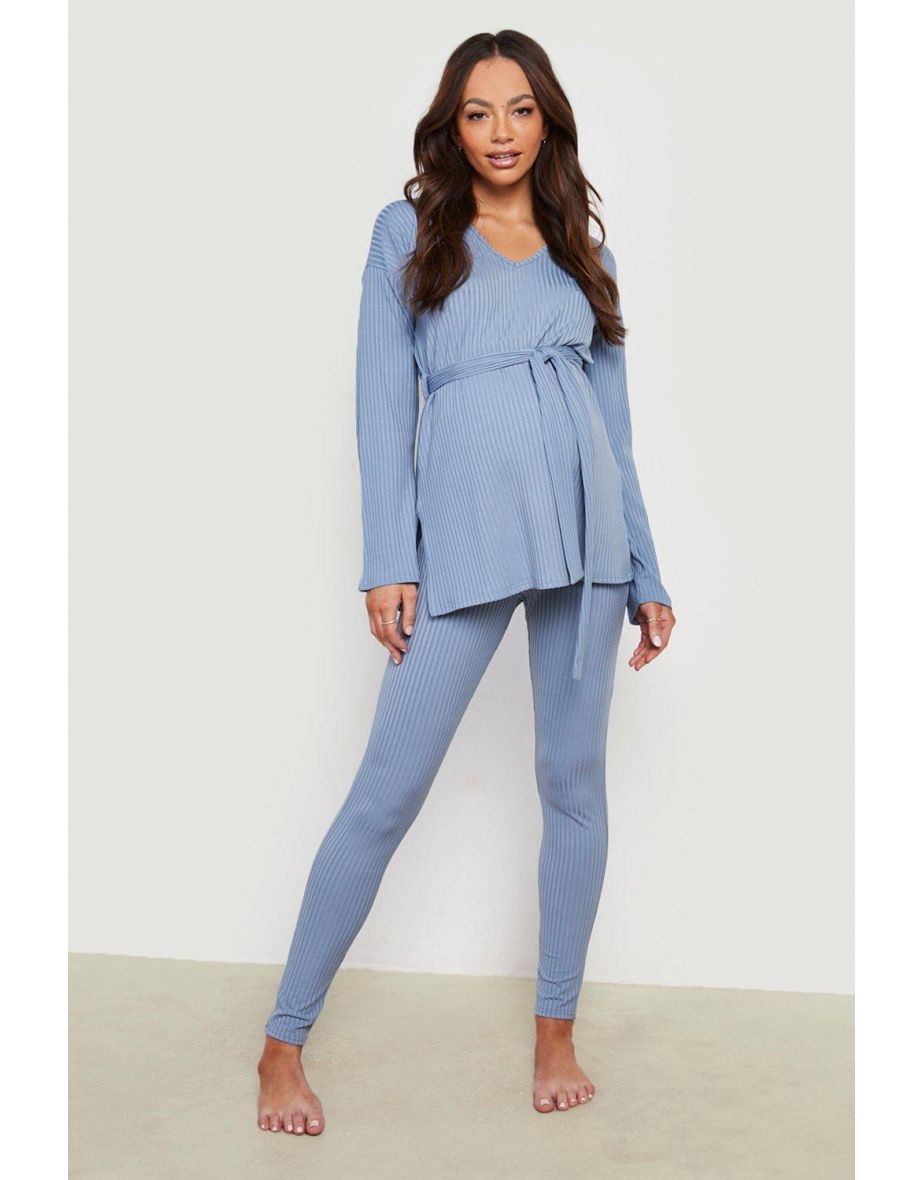 Maternity Tie Waist Lounge Set - blue