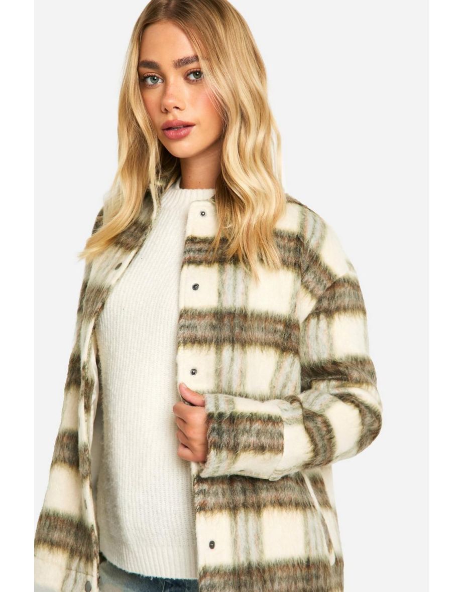 Check Wool Look Shacket - grey - 3