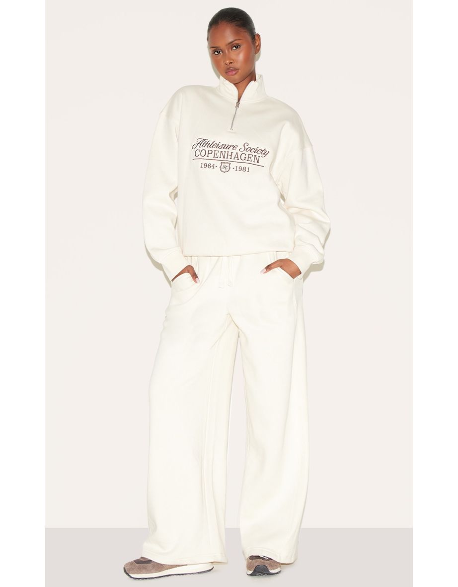Cream Copenhagen Embroidered Half Zip Sweatshirt