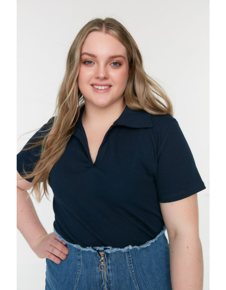 Plus Size Blouse - Navy blue - Regular fit