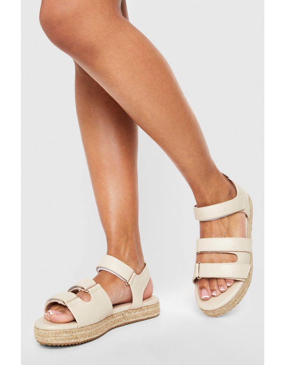 Dune Wide Fit Linnie Leather Espadrille Flatform Sandals, White at John  Lewis & Partners