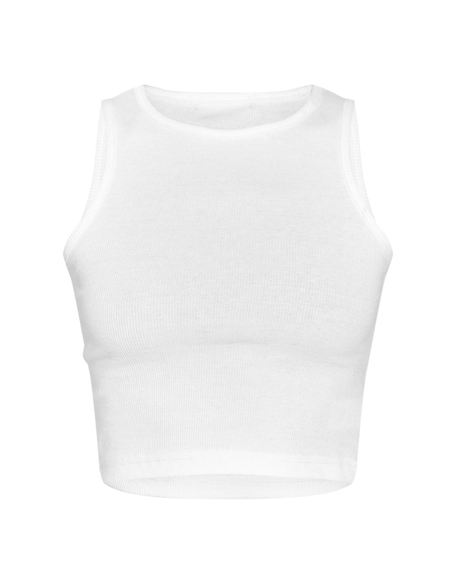 White Rib Racer Crop Top - 4