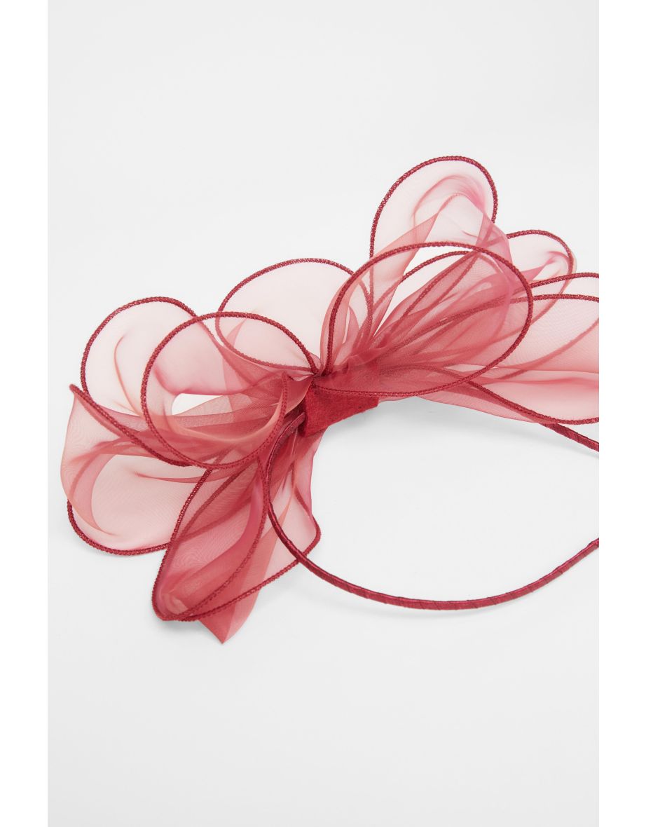 Burgundy Feather Headband Fascinator - 2