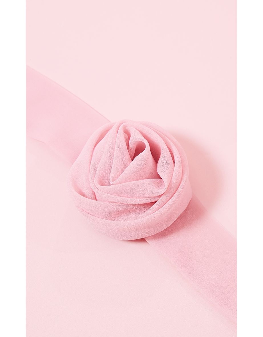 Pink Corsage Sheer Neck Scarf - 3