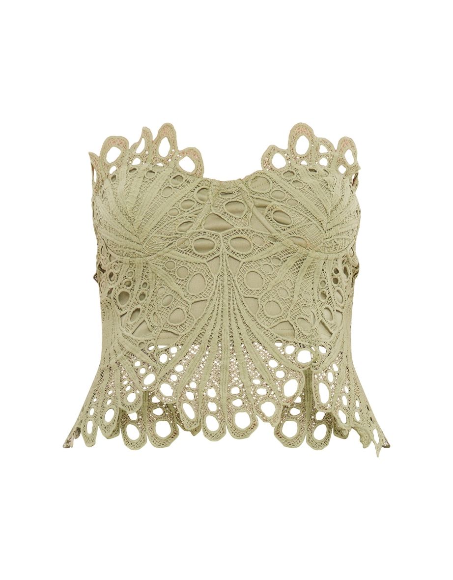 Sage Green Lace Corset Top - 4