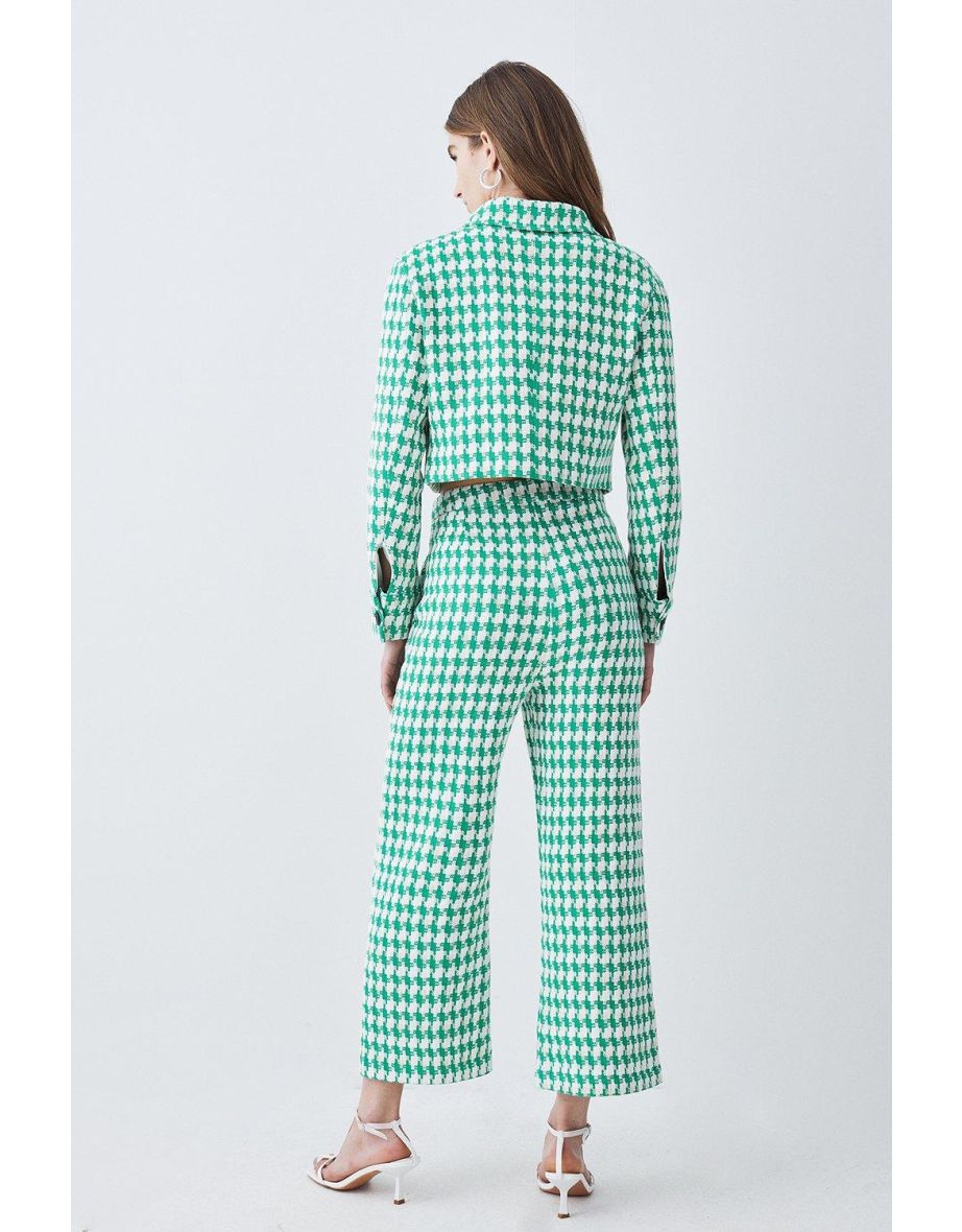 Check Tweed High Waist Wide Leg Trousers - 2