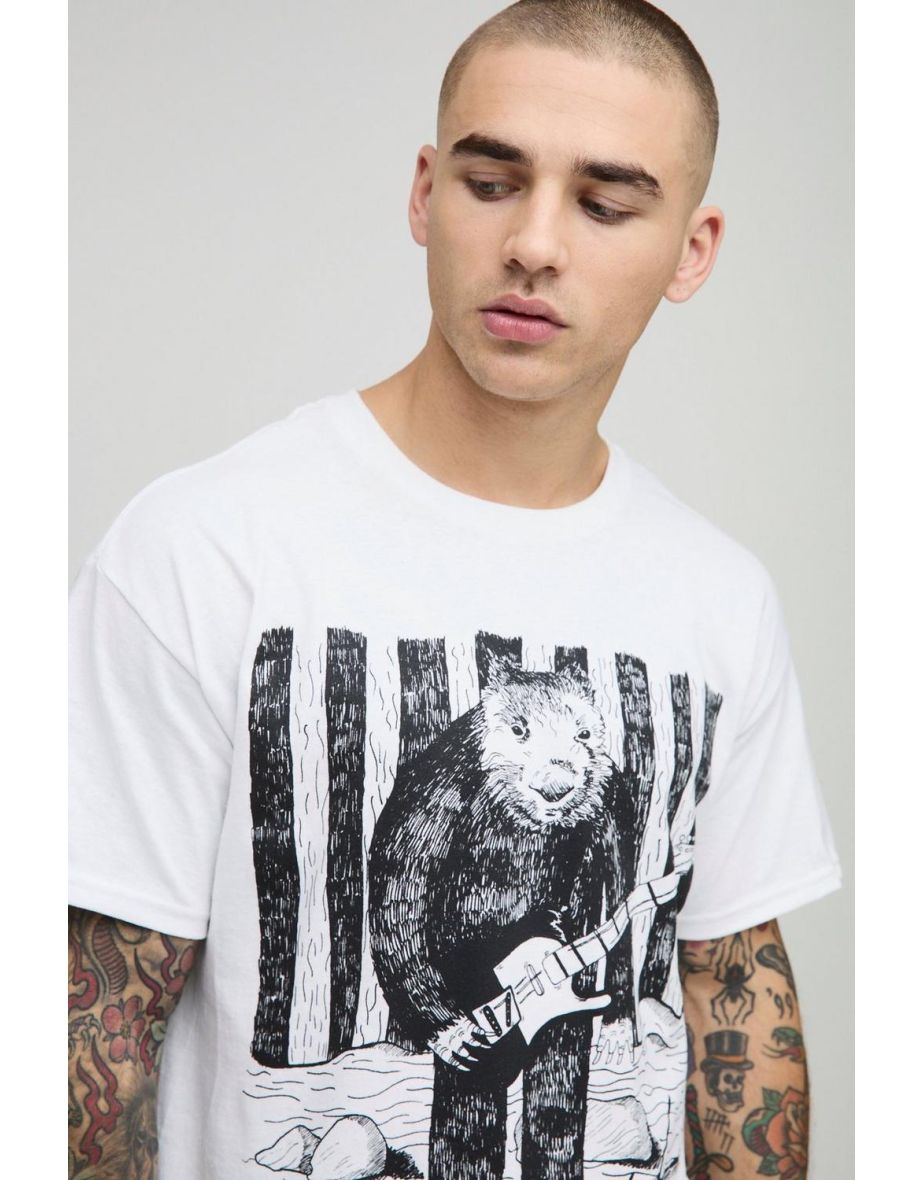White Oversized The Wombats License Printed T-Shirt - 2