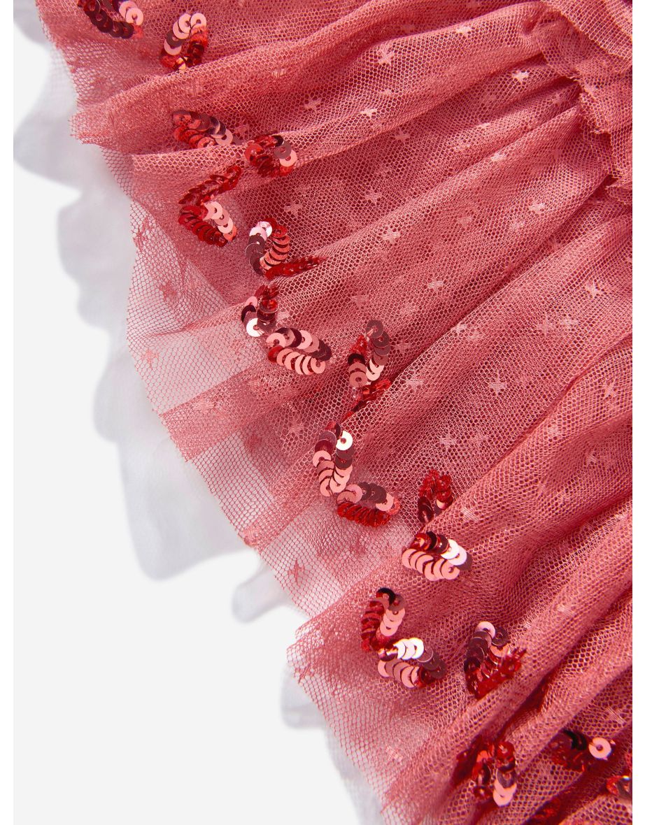 Girls Autumn Leaves Dress in Pink - 4