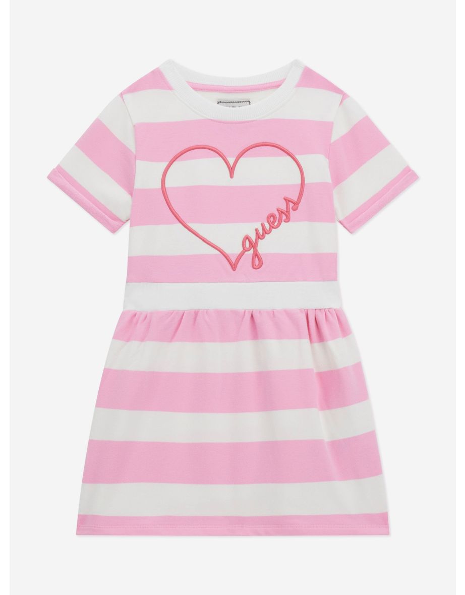 Girls Striped Terry Dress in Pink