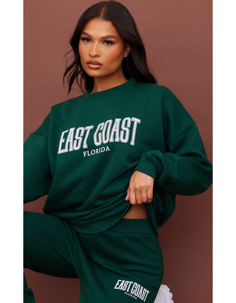 Forest Green Printed Sweatshirt