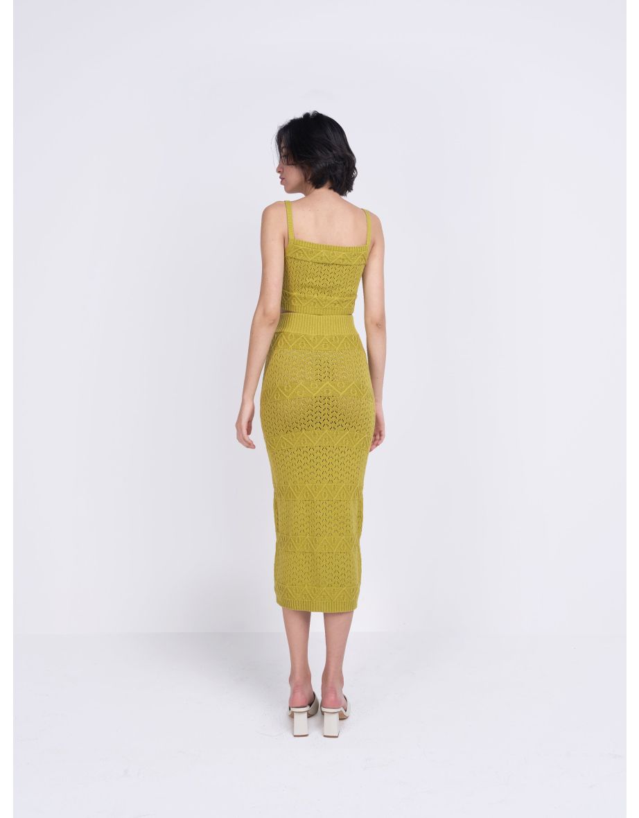 Glamorous Care Olive Green Midi Knitted Skirt - 3