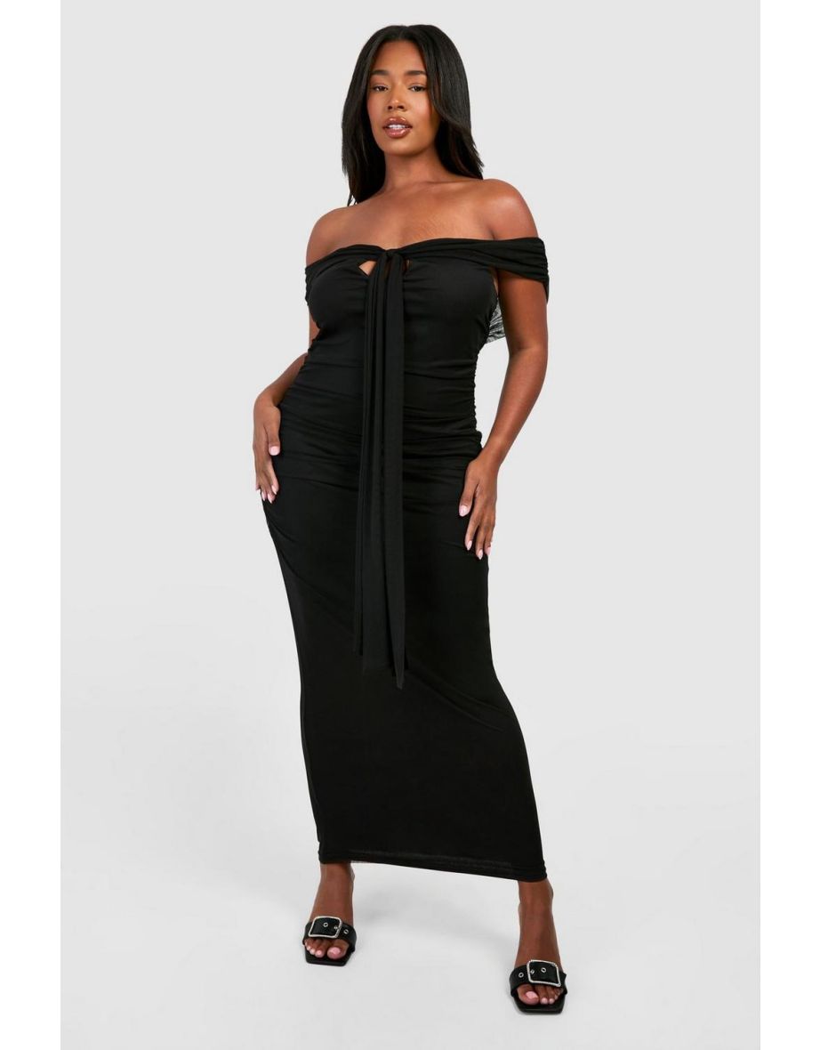 Shop Plus Key Hole Off Shoulder Maxi Dress black Online in Oman VogaCloset