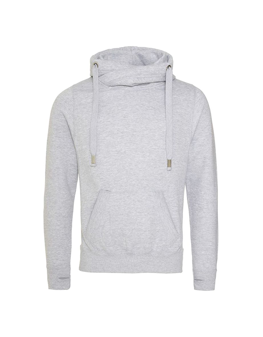 AWDis Hoods Mens Cross Neck Hoodie - Heather Grey Heather