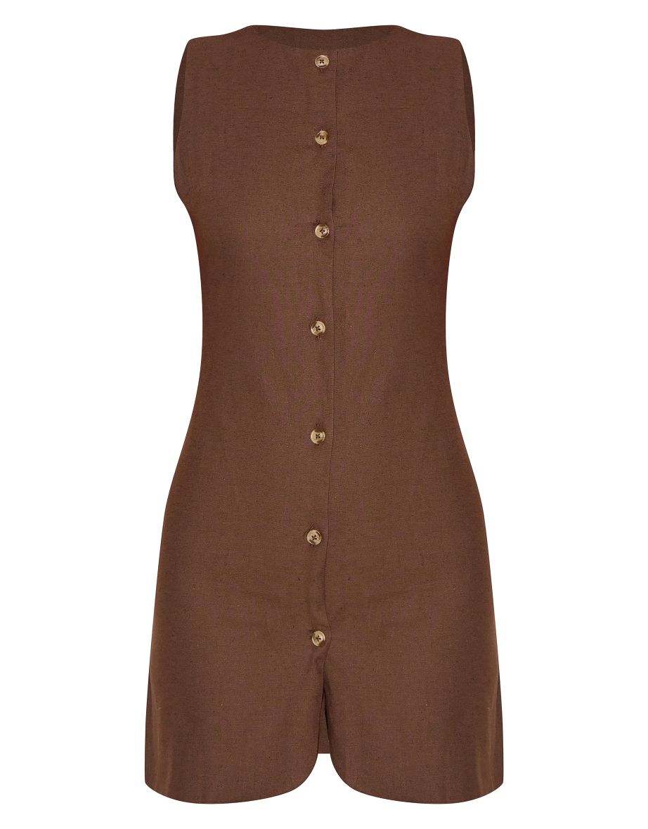 Tall Chocolate Button Down Bodycon Dress - 4