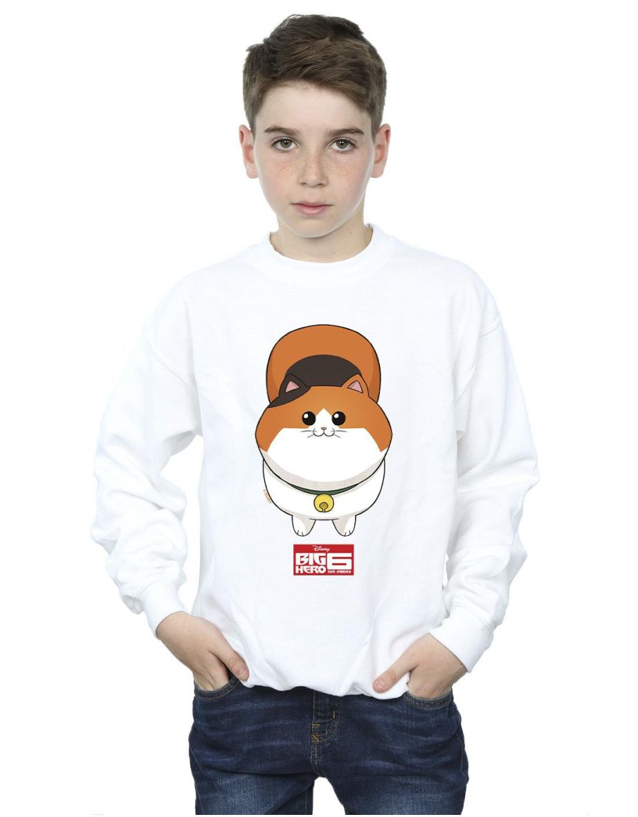 Disney Boys Big Hero 6 Baymax Kitten Face Sweatshirt - White
