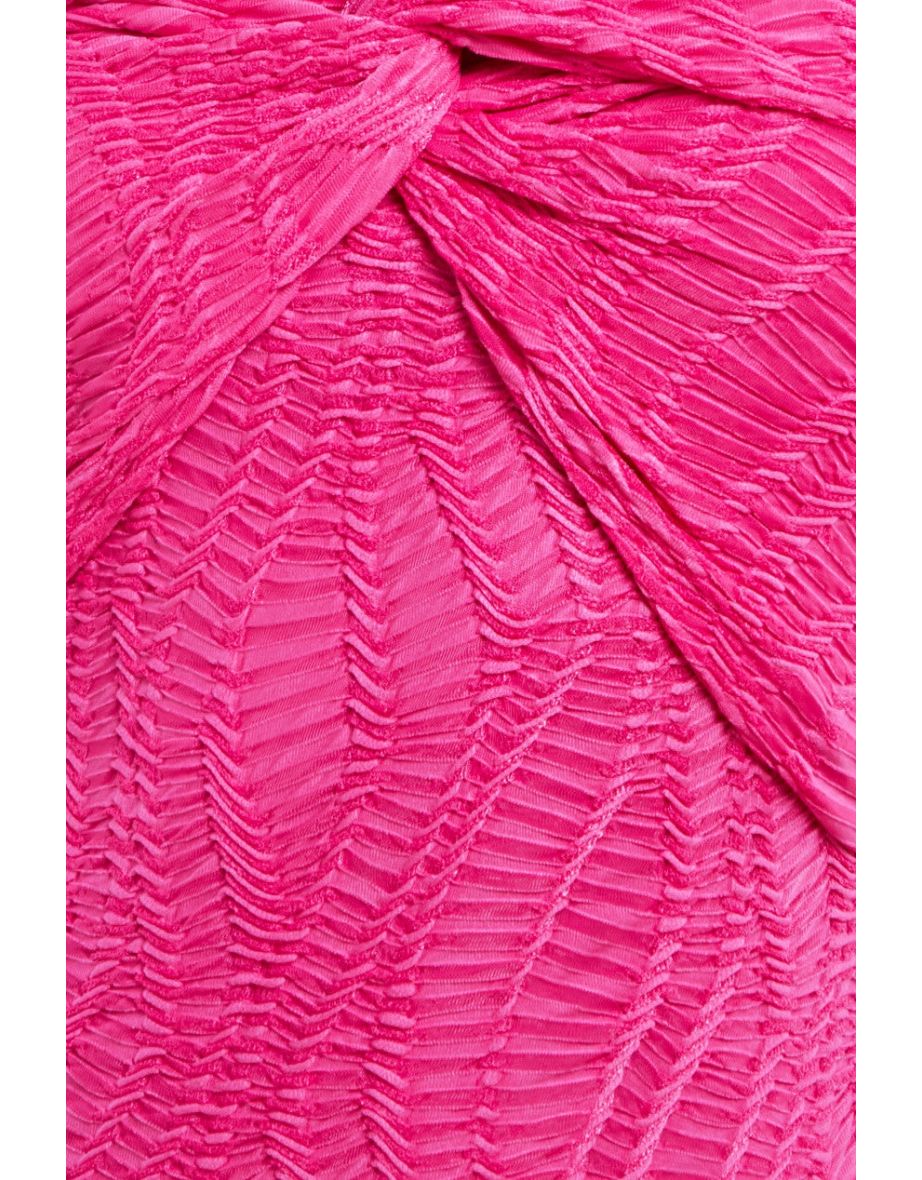 Goddiva Front Knot Twist  Maxi Dress - Magenta - 3