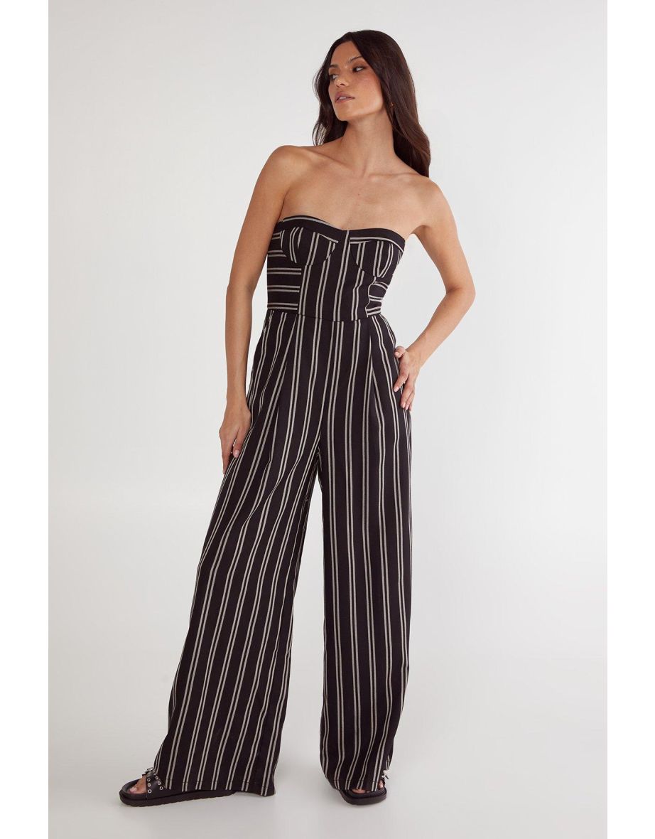 Tailored Stripe Bandeau Cupped Jumpsuit - 3