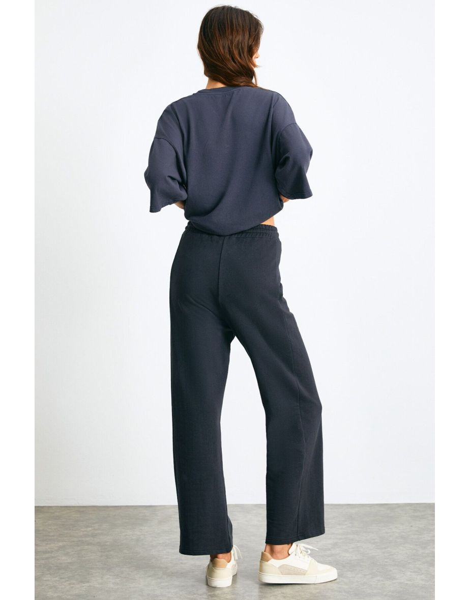 REENA Women's 100% Organic Cotton Front Ribbed Anthracite Sweatpants - 3