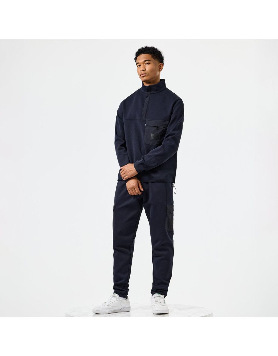 Men's Weekend Offender Estefano Polyamide Detail Joggers in Blue