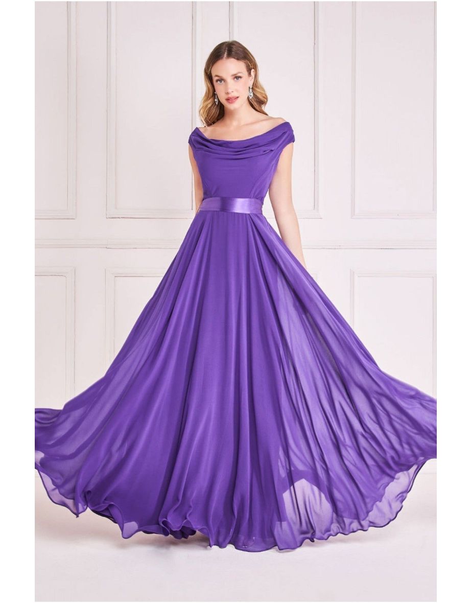 Goddiva Cowl Neck Chiffon Maxi Dress