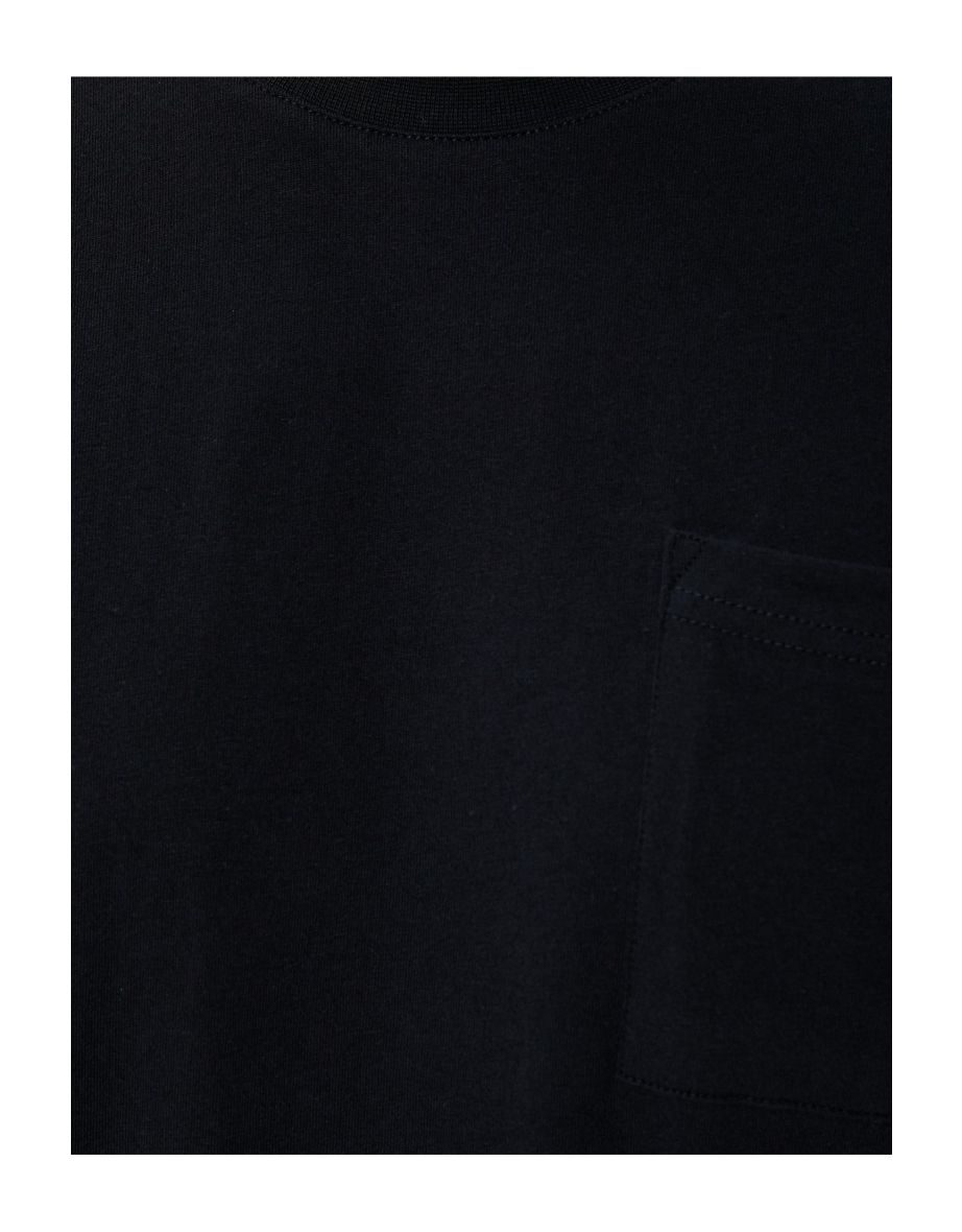 Basic T-Shirt Light Stand Collar Single Pocket Detailed Crew Neck Short Sleeve - 5
