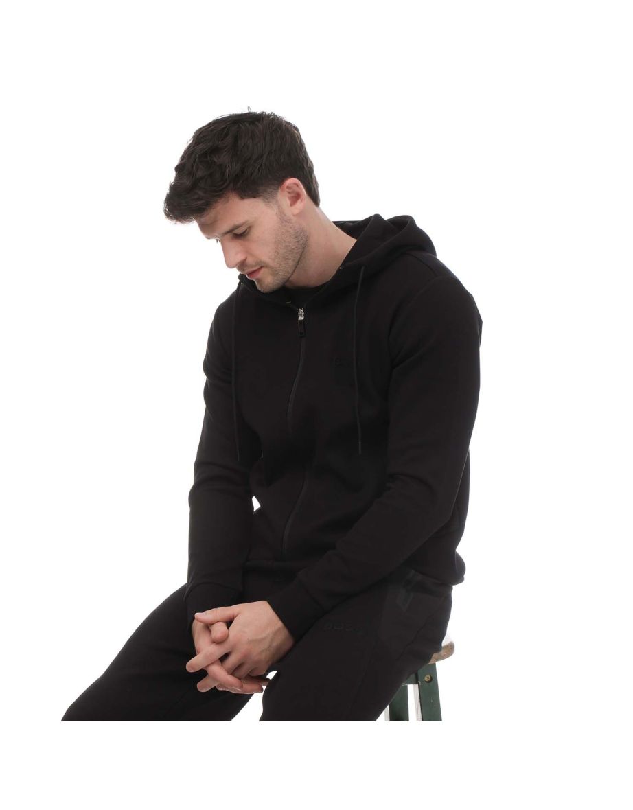 Men's Hugo Boss 3D Moulded Logo Zip Up Hoodie in Black - 3