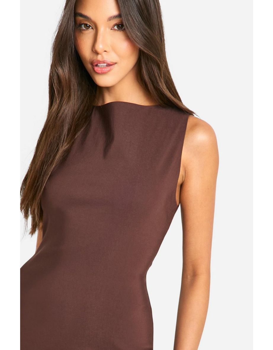 Slash Neck Tailored Midi Dress - 3