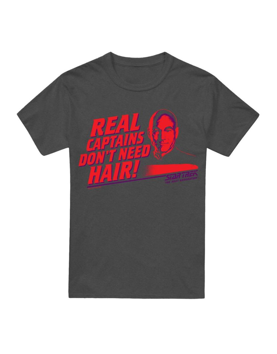 Star Trek Unisex Adult Real Captain T-Shirt - Charcoal