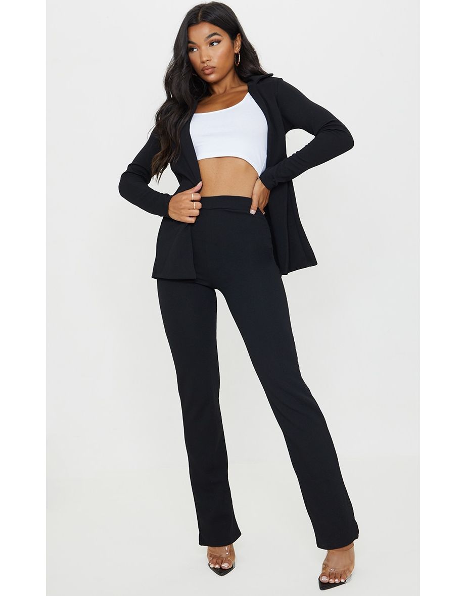 Recycled Black Straight Leg Suit Trousers