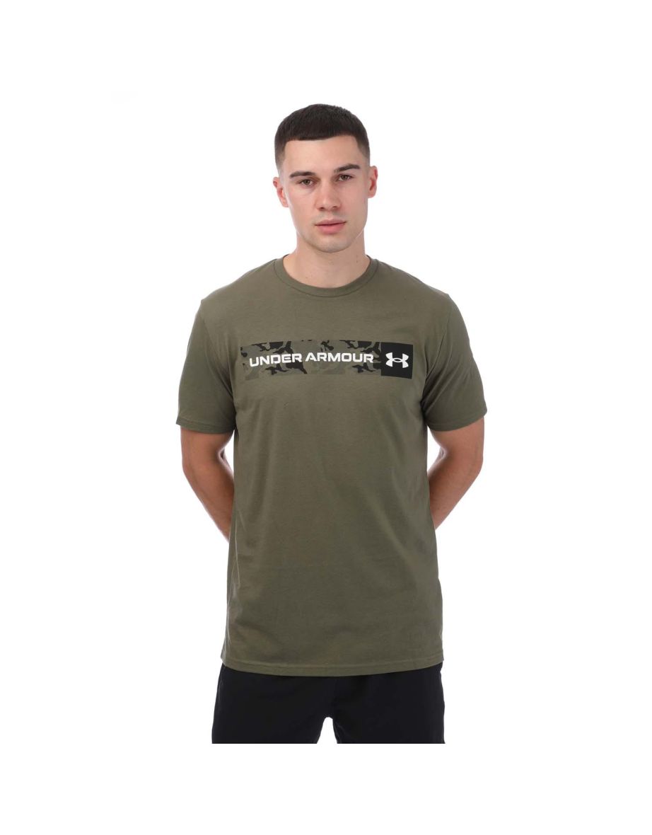 Men's Under Armour Camo Chest Stripe Short Sleeve in Green