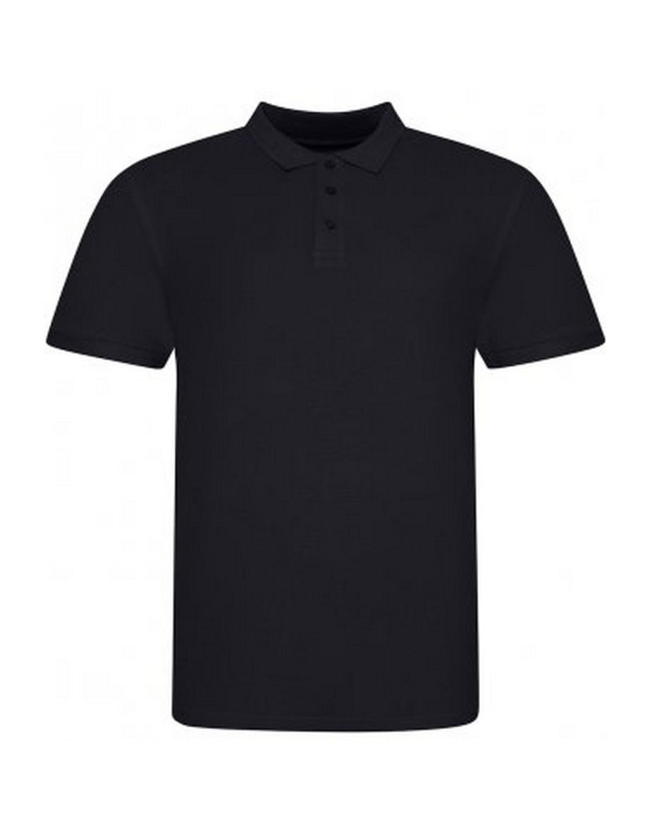 Awdis Mens Piqu Cotton Short-Sleeved Polo Shirt - Deep Black