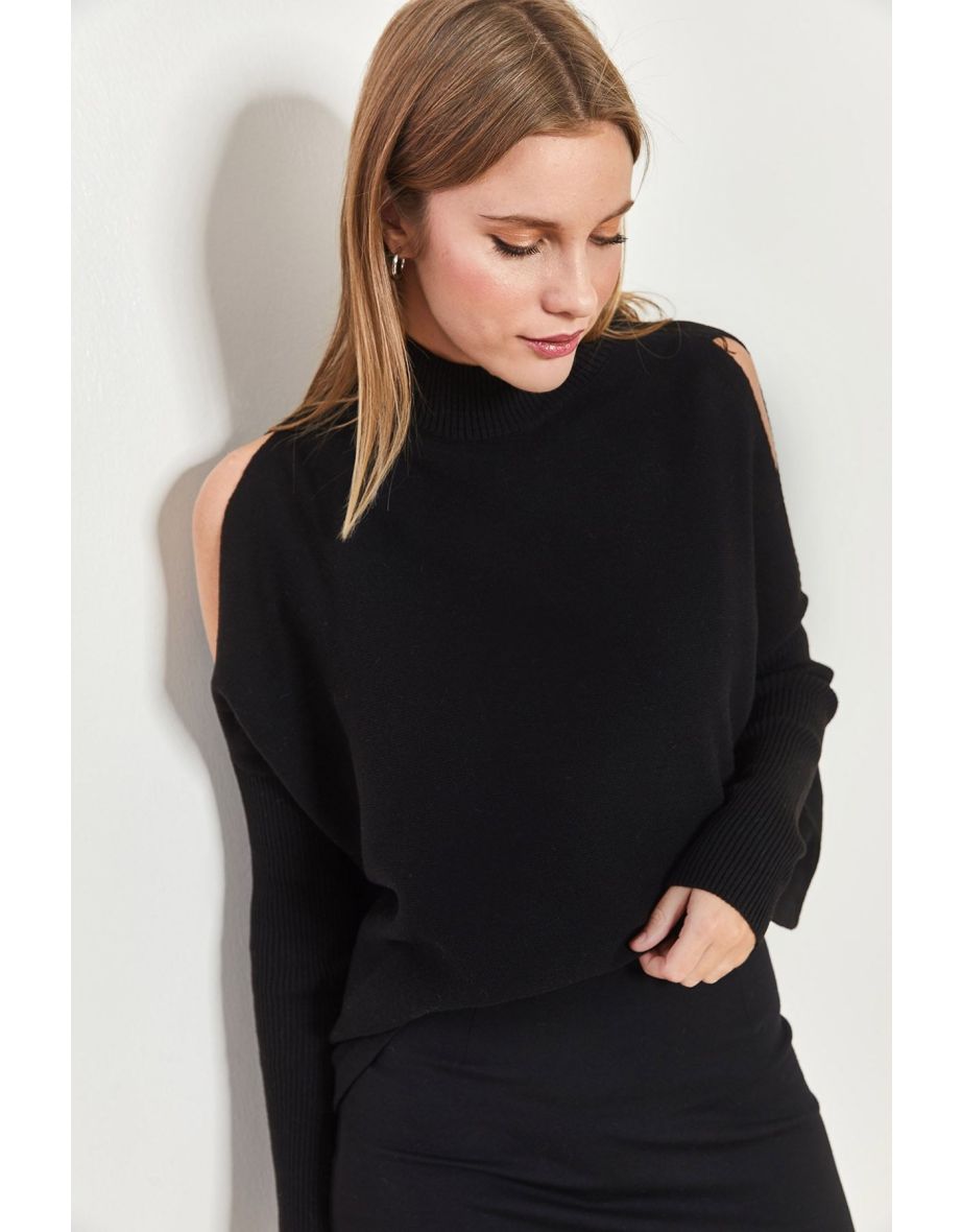 Women's Half Turtleneck Decollete Knitwear Sweater - 6
