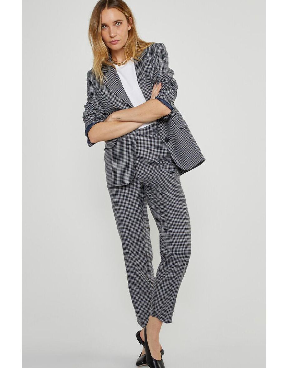 Checked Oversized Boyfriend Blazer