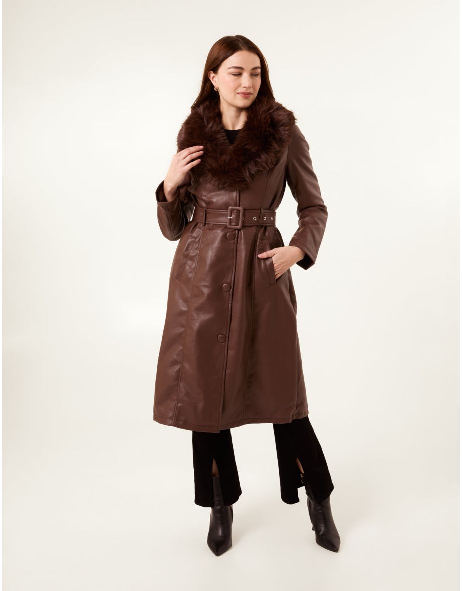 Faux Fur Longline Coat