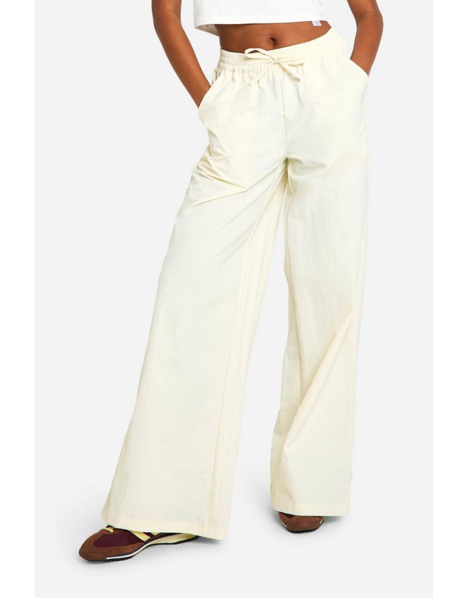 Nylon Drawstring Waist Straight Leg Cargo Trouser - butter - 3