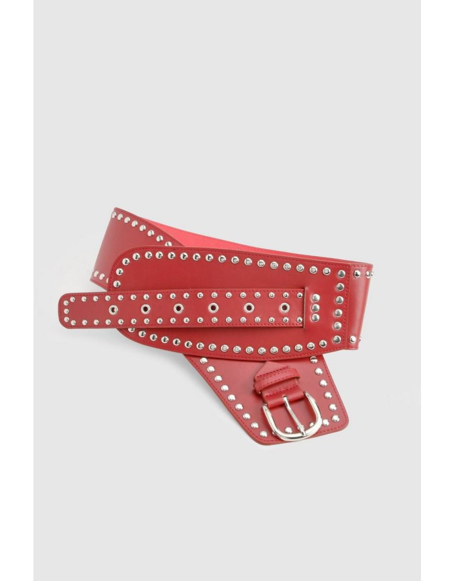 Cherry Red Studded Sash Belt - 1