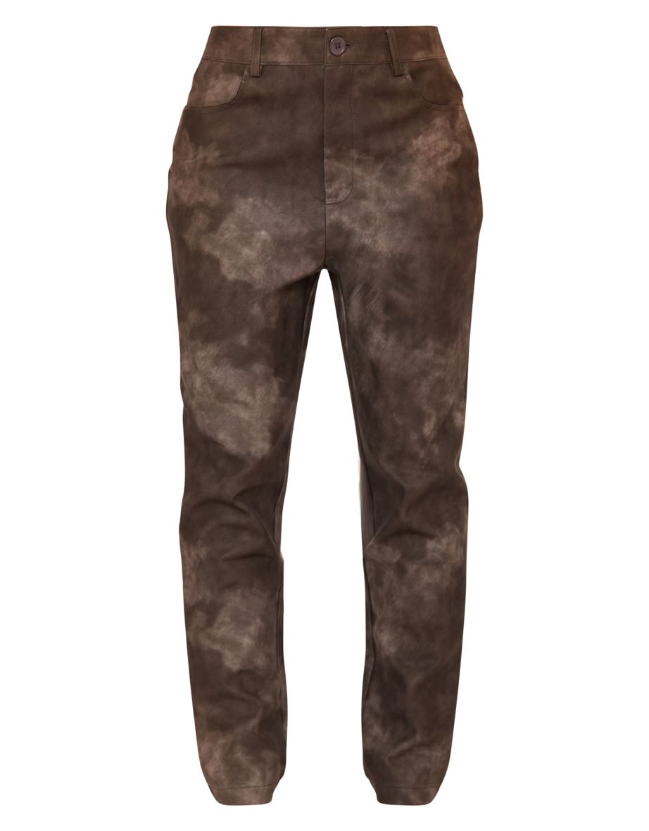 Washed Black Faux Leather Cropped Trousers - 4