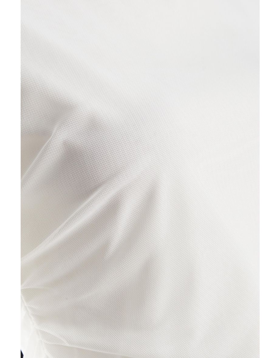 Cream Mesh Long Sleeve Top - 5
