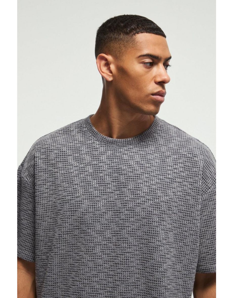 Oversized Knitted Texture T-shirt - grey - 2