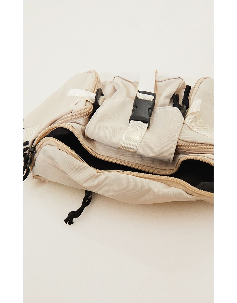 Cream Oversized Multi Pocket Bum Bag - 3