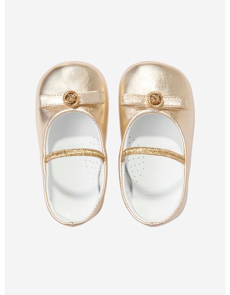 Baby Girls Leather Pre Walker Shoes in Gold