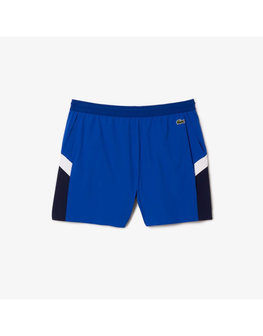 Men's Lacoste Recycled Polyamide Colourblock Swimming Trunks in Blue