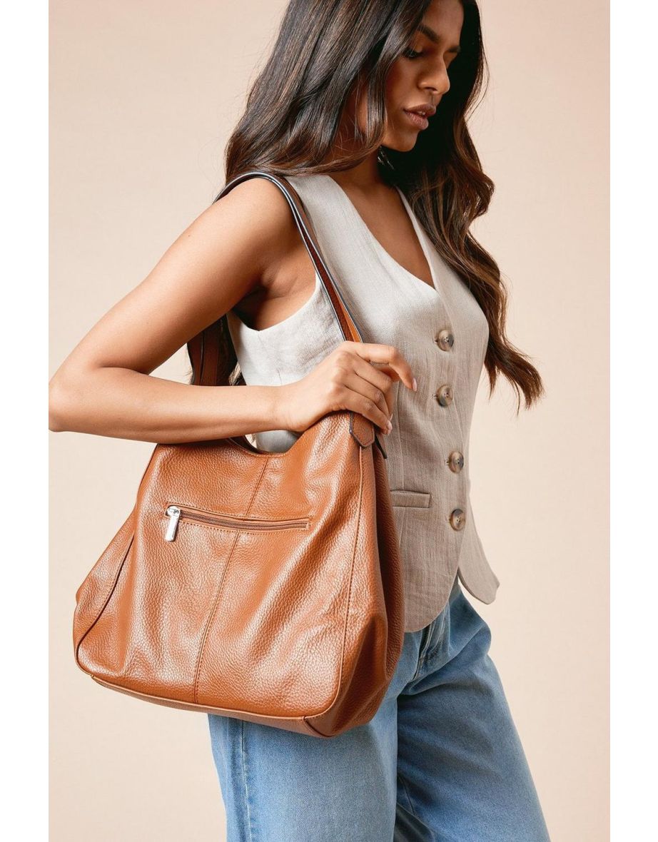Ren Faux Leather Slouch Shoulder Bag With Multi Internal Pockets