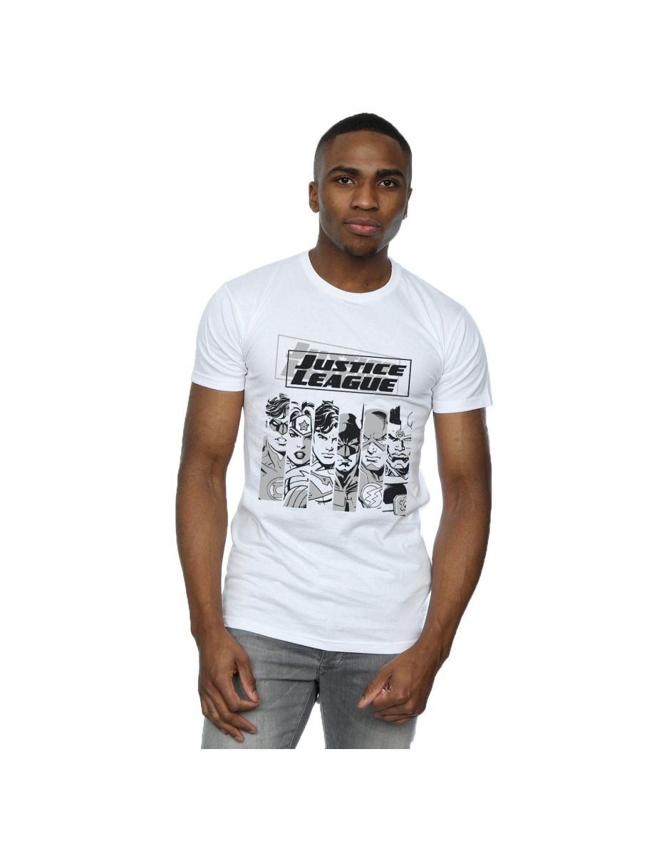 DC Comics Mens Justice League Stripes T-Shirt - White