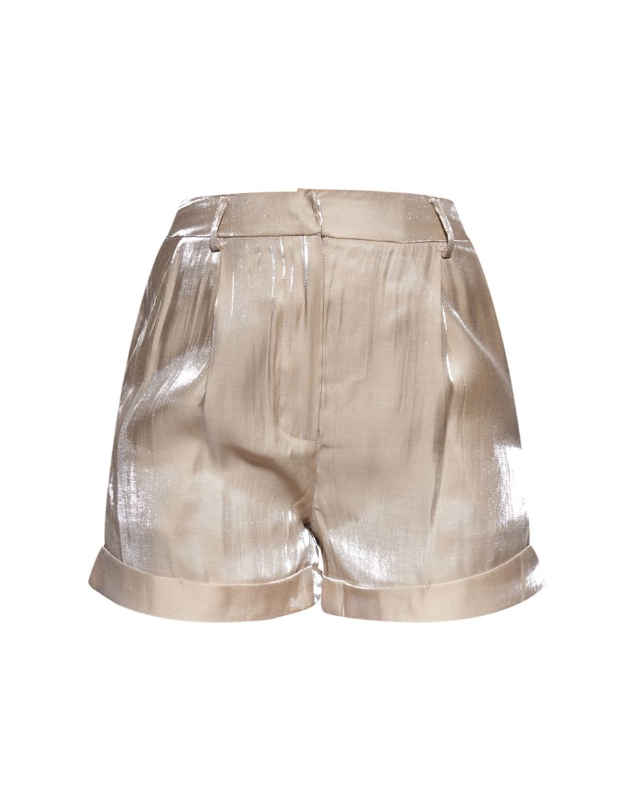 Champagne Iridescent Turn Up Hem Shorts - 5