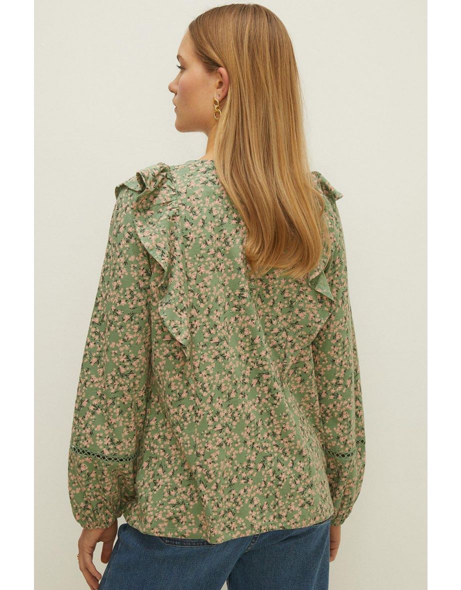 Floral Printed Cotton Slub Jersey Top - 2