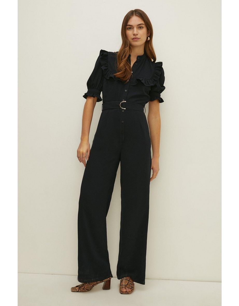 Oasis crepe frill button dress top