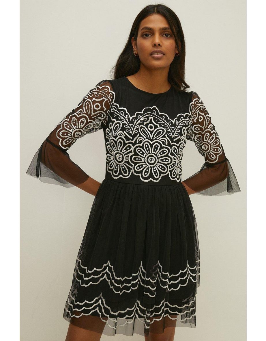 Oasis lace top bloom skater dress discount